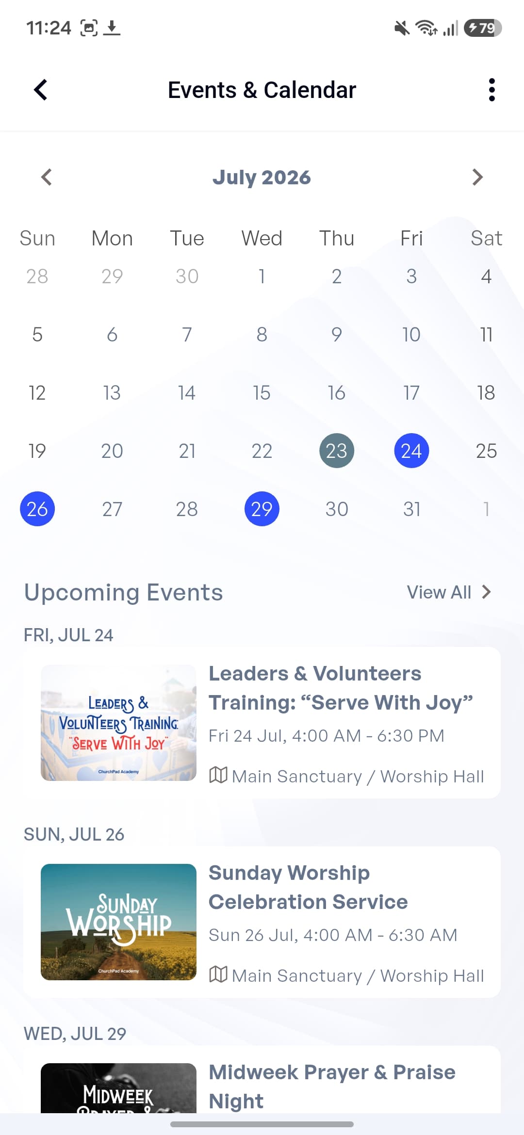 ChurchPad core features